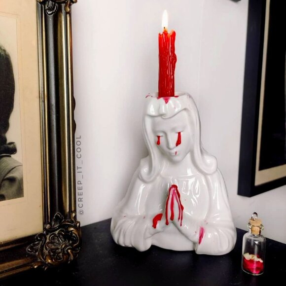 Disturbia Other - VIRGIN MARY CRYING CANDLE HOLDER